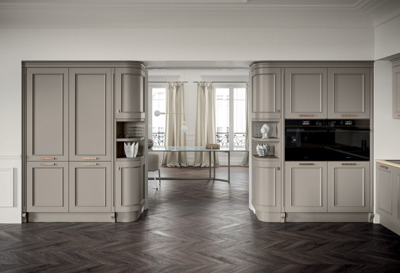 Febal Casa Cucina Classica Romantica elementi curvi 56 57