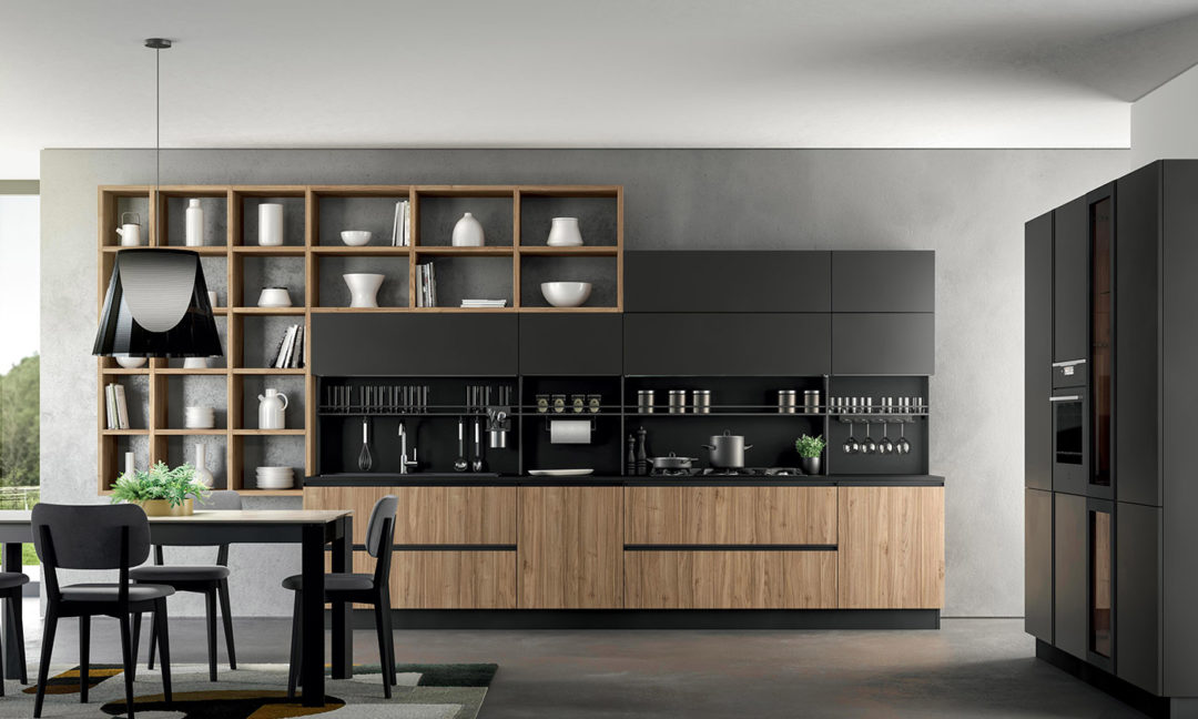 Febal Casa Cucina Moderna Aria in total look con libreria 50 51