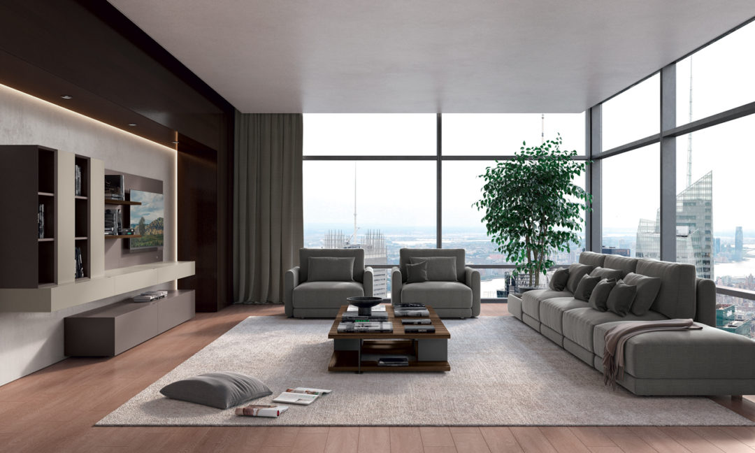 Febal Casa Sistema Giorno Quarantacinque mobile grigio living elegante 152 153