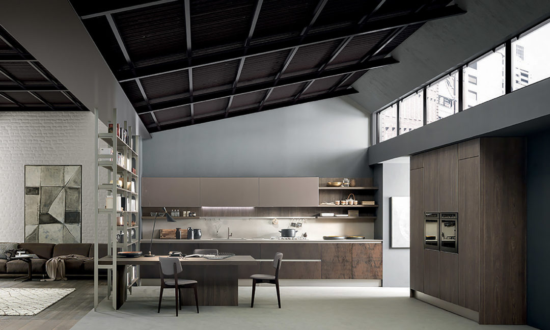 Febal Casa cucina moderna Kaleidos open space stile industriale 78 79
